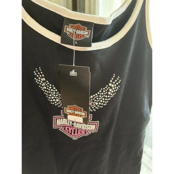 Y2K NEW Harley Davidson Tank Top Spaghetti Strap Built In Bra Size L - Picture 4 of 4